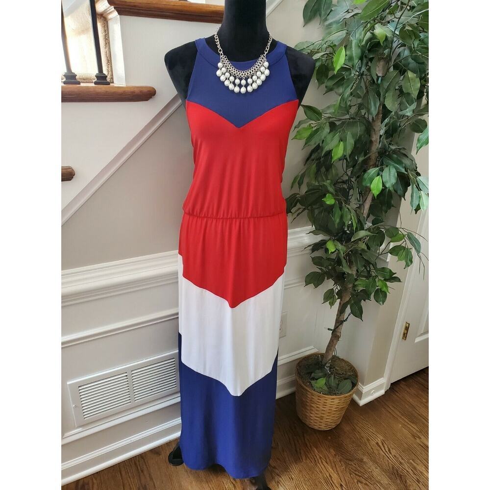 Rouge Women's Multicolor Polyester Round Neck Sleeveless Long Maxi Dress Size 2X - Picture 1 of 12